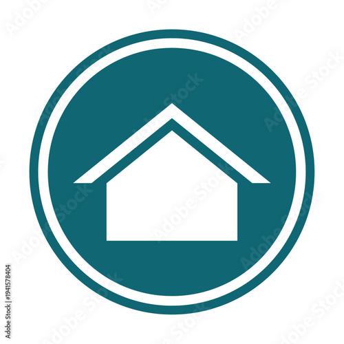 Set of house home real estate icons in circle teal background. Simple linear and solid property symbols for web, apps, and branding. Minimalist architecture vector design collection
