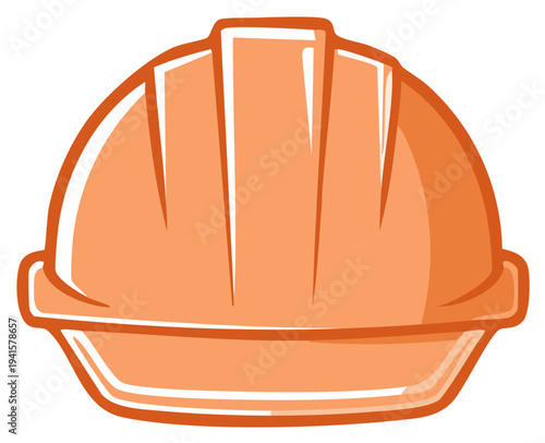 Vibrant orange protective hard hat headgear cartoon illustration symbolizing construction safety and workwear