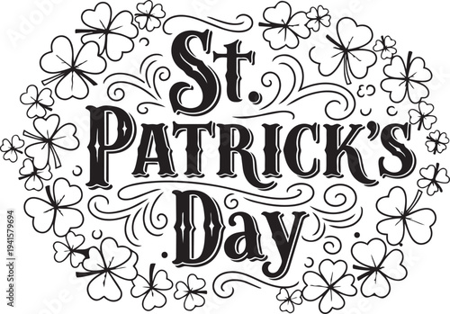 St patricks day celebration text with shamrocks and flowers