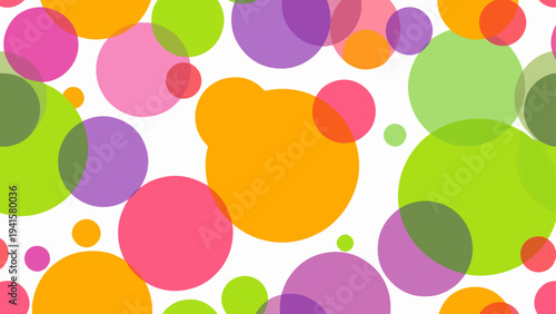 Cheerful rainbow bubbles overlapping in a whimsical abstract design full of motion and imagination