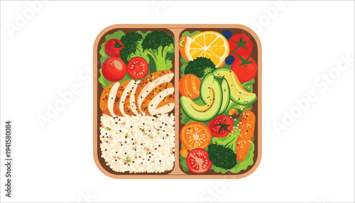 vector Healthy Meal Prep in Bento Box
