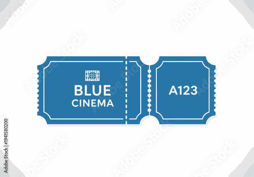 Old-fashioned event ticket illustration featuring tear-off stub and clean retro design elements