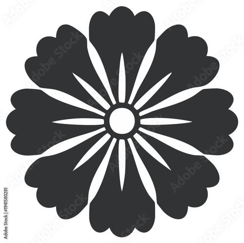 Stylized Flower Illustration with Petals and Central Circle