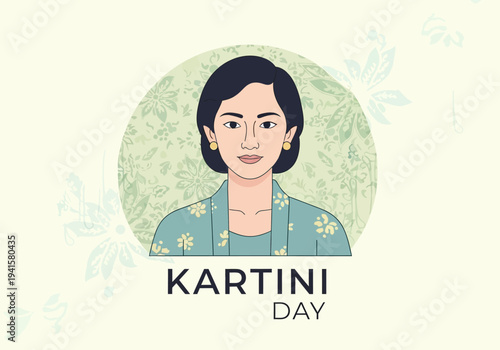 Illustration of Raden Ajeng Kartini for Kartini Day celebration.