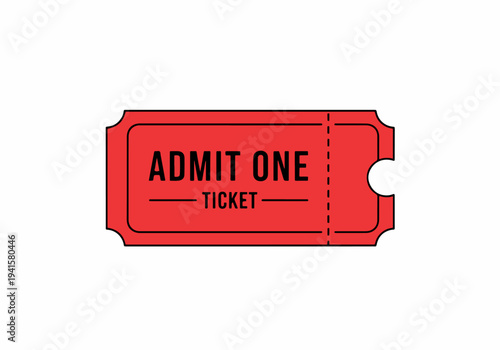 Retro admission ticket design featuring admit one text and serial number detail