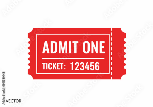 Vintage event ticket with admit one label and minimal clean design