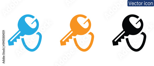 Modern shield protection icons in blue, orange, and black colors