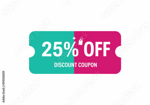 Stylish 25 percent off sale voucher template with bold typography and limited time shopping offer