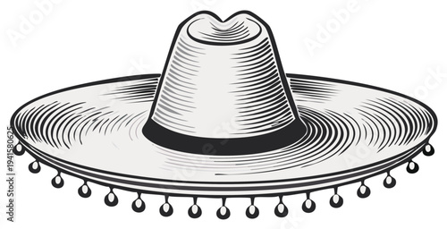 Traditional Sombrero Hat with Decorative Tassels