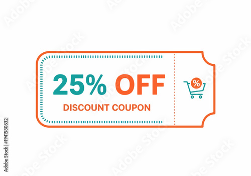 Bright promotional banner showing 25 percent off deal for online store marketing and advertising