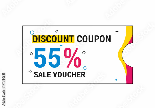 Stylish 55 percent off sale voucher template with bold typography and special limited time offer message