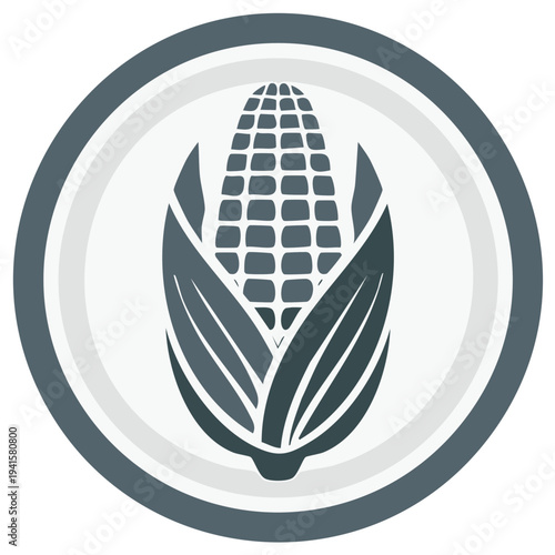 Stylized Corn Icon Inside a Circle Design For Various Uses