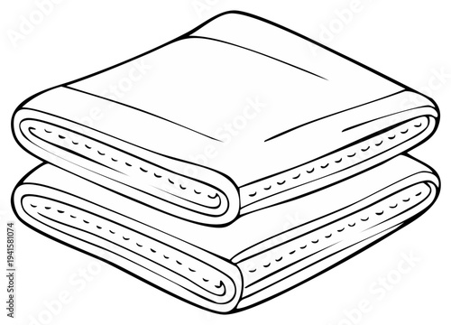 Two folded fabric rolls stacked neatly, showcasing textile material with visible stitching details in a simple illustration.