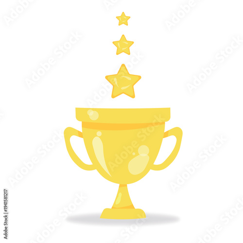 gold trophy cup with stars 