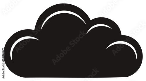 Monochrome cloud illustration forming a vector weather graphic with curved elements