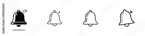 Minimalist social media notification bell icon, flat vector illustration, smooth curves, simple colors, white background.