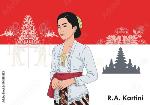 Beautiful Indonesian Woman in Traditional Kebaya Attire.