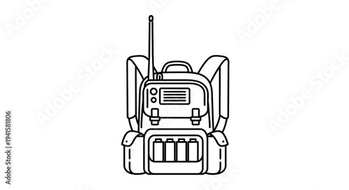Backpack with radio equipment, communication, emergency, survival, adventure, travel