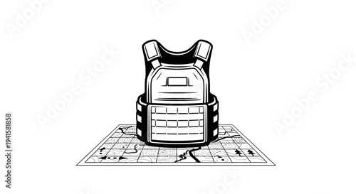 Bulletproof Vest on Map - Tactical Gear and Strategy Concept