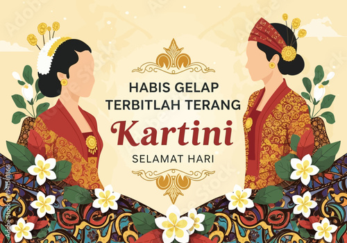 Two Indonesian Women in Traditional Attire Celebrating Kartini Day.