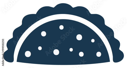 Simple Illustration of a Taco or Empanada with Filling Dots and Decorative Crimped Edge Pastry Crust