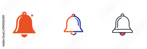 Minimalist social media notification bell icon, flat vector illustration, smooth curves, simple colors, white background.