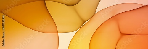 Transparent soft flowing organic shapes with warm gradients in bright orange and soft red hues