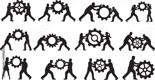 Teamwork and collaboration in business and industry settings concept