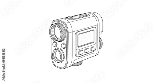 Digital Rangefinder Device - Technical Drawing, Isolated on White Background