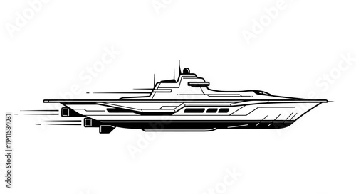 Futuristic Yacht Speedboat Vector Illustration