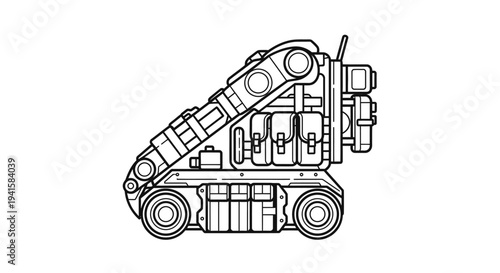 Futuristic Robotic Vehicle with Articulated Arm and Storage Compartments