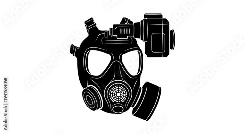 Gas Mask with Camera Attachment - Post-Apocalyptic Surveillance Concept