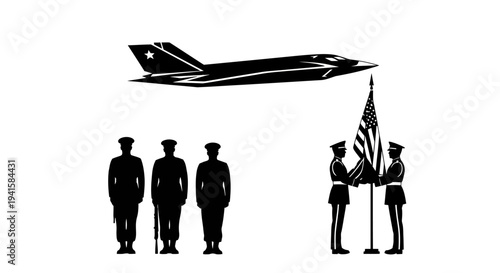 Military Honor Guard with Jet Flyover