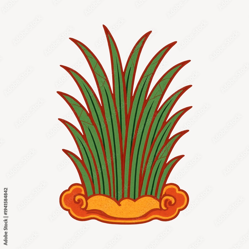 Fototapeta premium Vibrant decorative grass illustration.