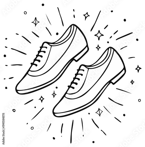 Classic Wingtip Oxford Shoes With Sparkles And Stars Drawing