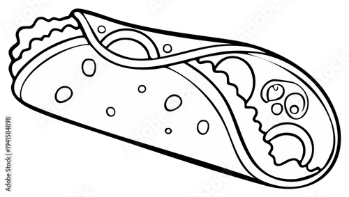 Outlined illustration of a delicious wrap with fillings