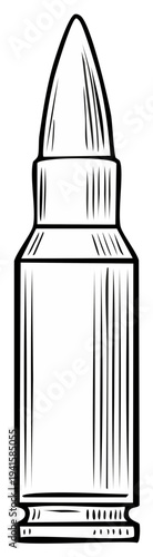 Stylized Rifle Ammunition Illustration Single Bullet Cartoon Style Graphic Weapon Violence Dangerous