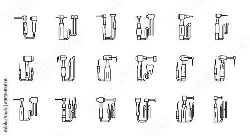 Collection of Dental Handpiece and Tool Illustrations.