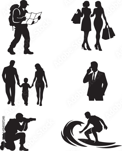 Set of human silhouettes