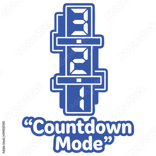 Pixelated digital countdown timer icon with retro video game style design showing numerical display segments isolated