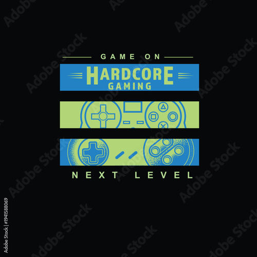 Hard core gaming next level game pad joystick vector illustration