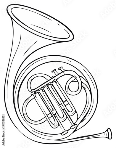 Illustration of a French Horn Music Instrument