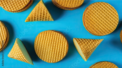 vanilla wafers on a blue background