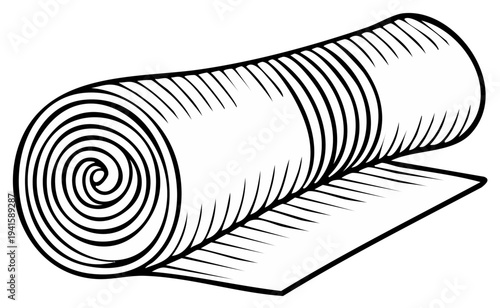 Rolled Up Sleeping Mat Illustration Simple Line Drawing Outdoor Gear