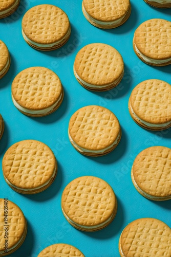 vanilla wafers on a blue background
