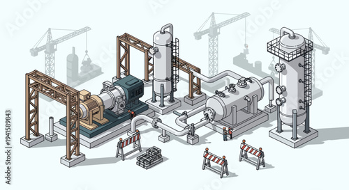 Industrial machinery and equipment in a factory setting.