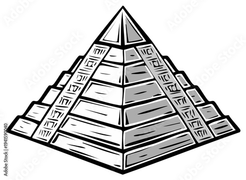 Stylized illustration of an ancient stepped pyramid