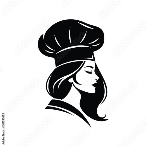 Chef woman illustration vector with toque hat