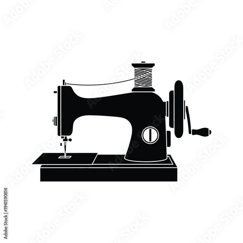Retro sewing machine vector illustration on white background