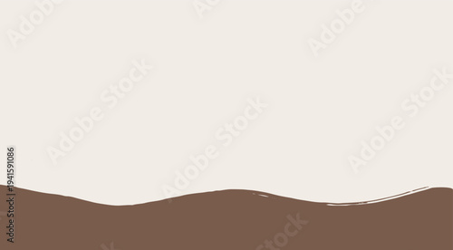 Minimal brown abstract wave background with textured brush stroke bottom